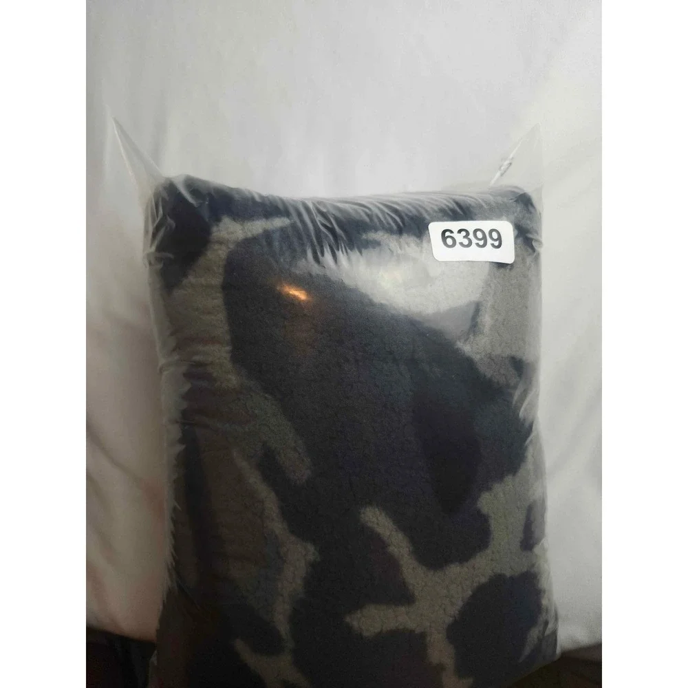 Wrangler Mens Grey Black Camo Sherpa Fleece Quarter Zip Pullover Large